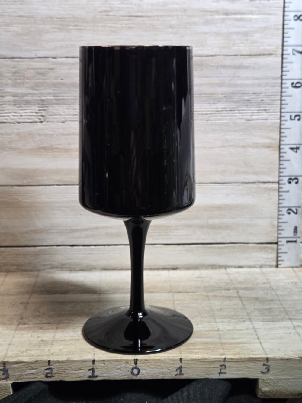 Vintage Lenox Venture Black Wine Glass Platinum Rim 6 1/4" USA Stemwar